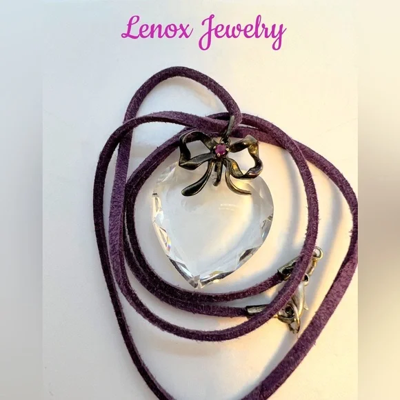 Lenox Crystal Heart Pendant w/Ruby Stone - Picture 4 of 4